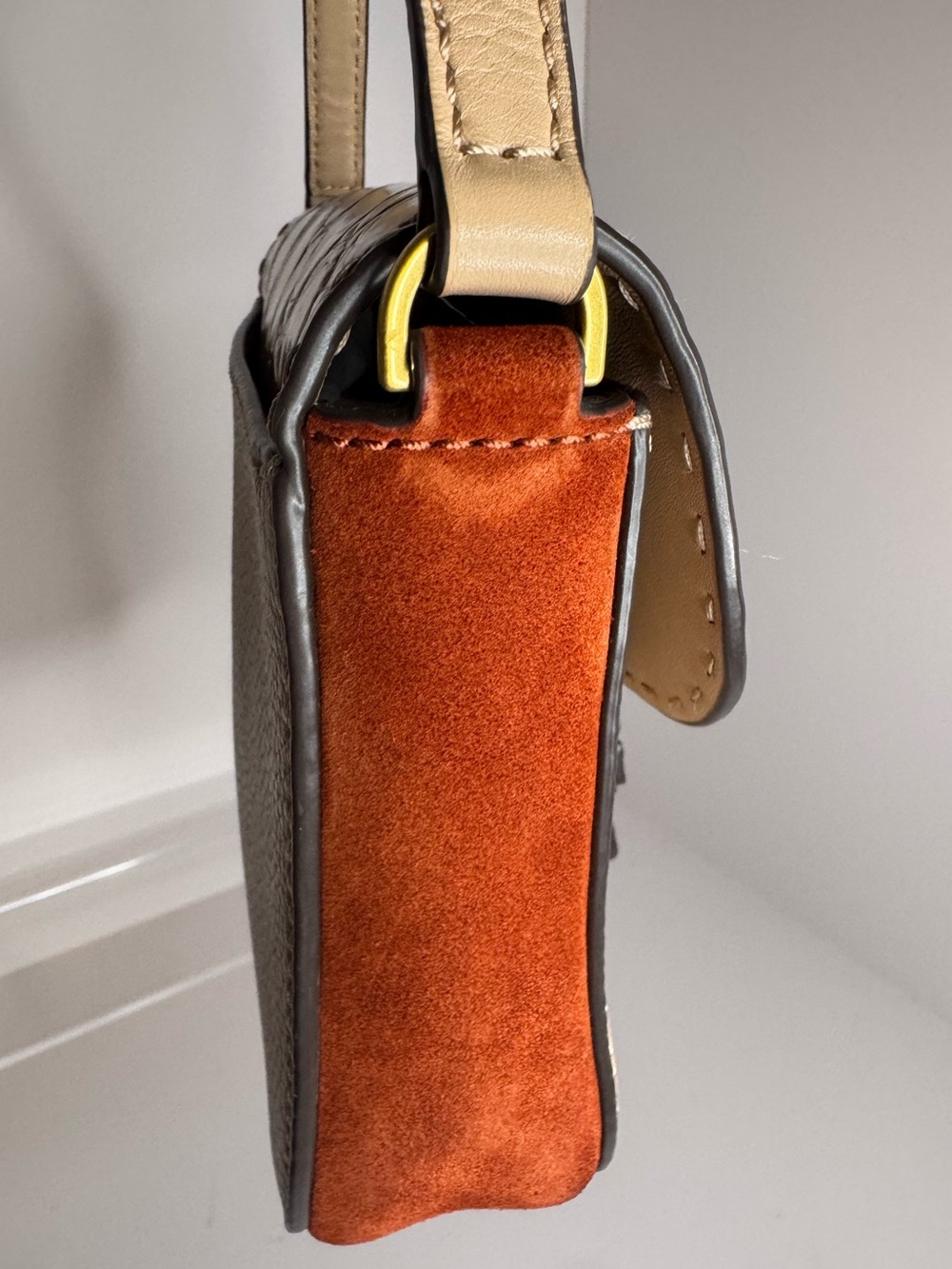 #311 Tory Burch McGraw Embossed Leather & Suede Crossbody Bag - Picture 7 of 16